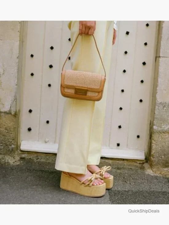 Raffia Platform Sandals Women Espadrille Wedges Slingback Ankle Strappy - Picture 3 of 7